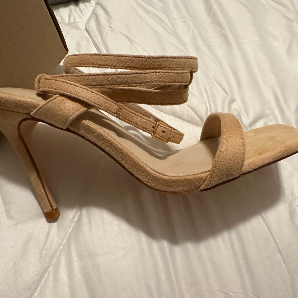 Suede tie up heels